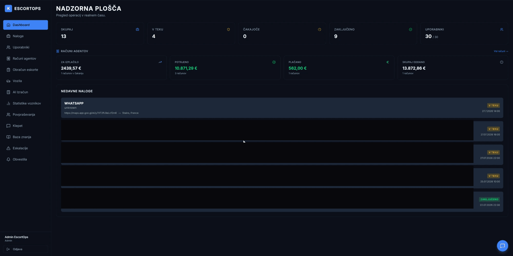 EscortOps — operativna platforma
